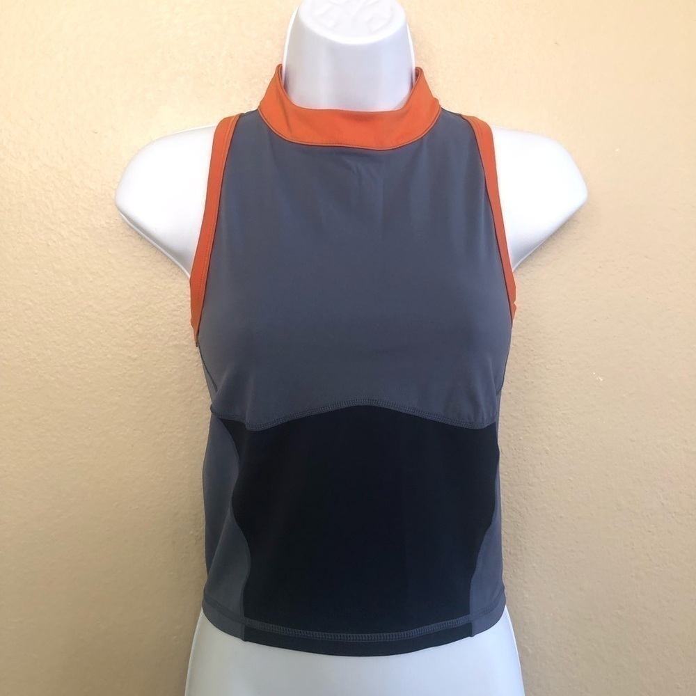 Sweaty Betty Power Zip Back Colorblock Racerback Crop Tank Top Size SX